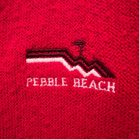 Vintage Pickering Pebble Beach Golf Embroidered Red Cardigan Sweater Sz XL - Picture 3 of 5